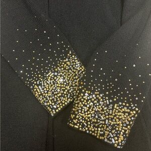 St. John Black Blazer with Metallic Gold Accents